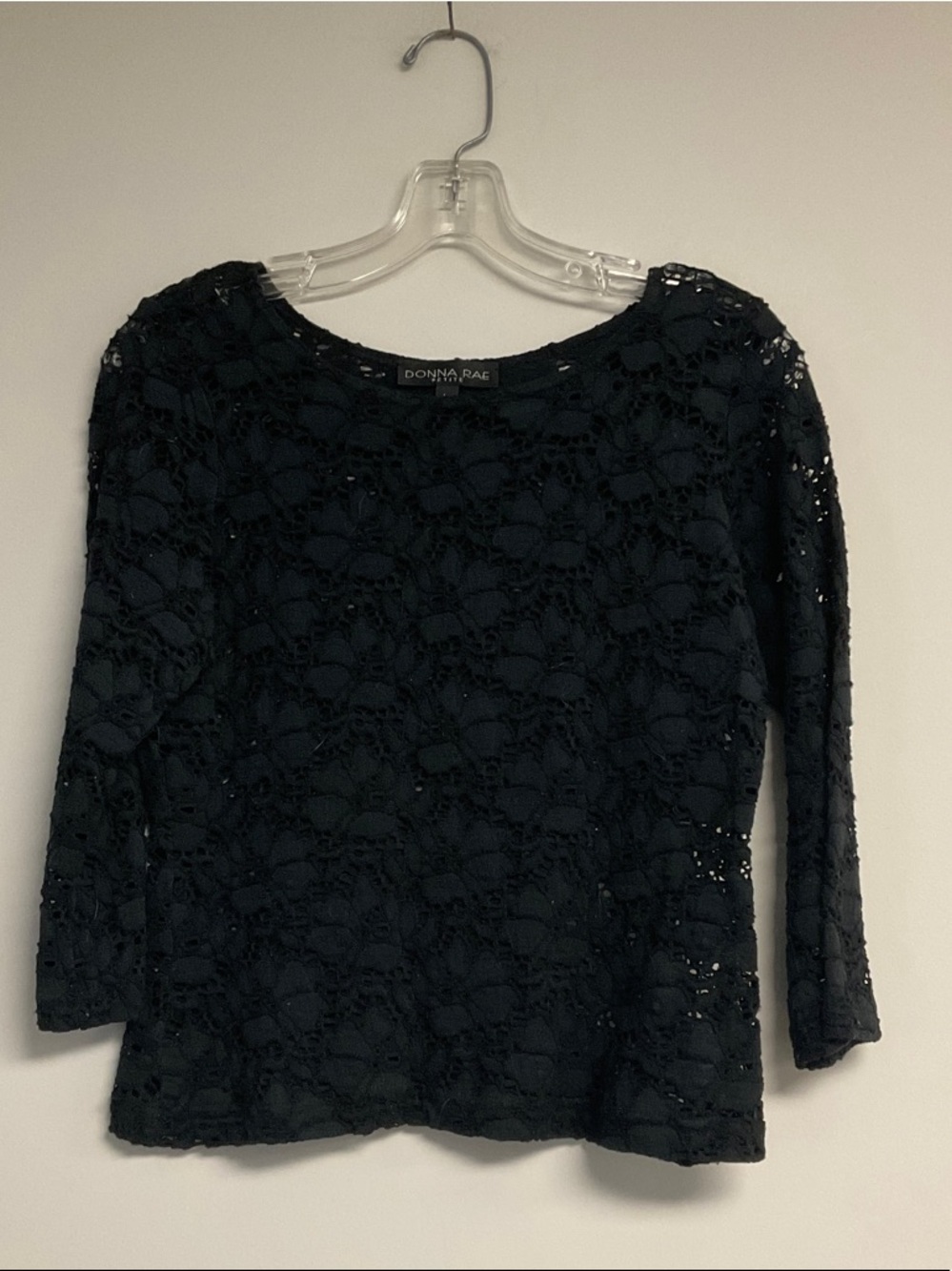 Donna Rae Black Lace Long-Sleeve Tee